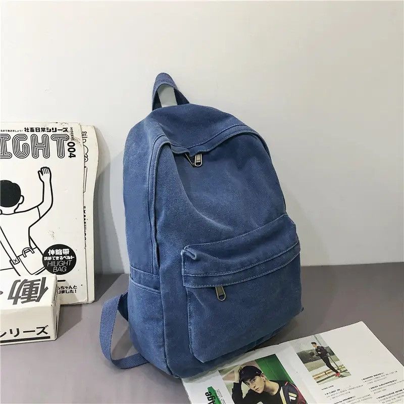 Japanese Brand Blue Canvas Backpack Size ONE SIZE - 3 Thumbnail