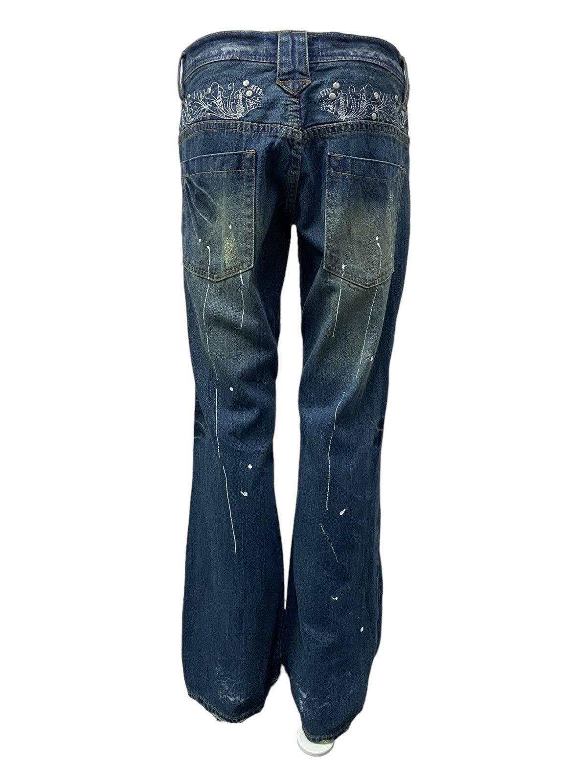 Hysteric Glamour × Japanese Brand Root Three Japan Paint Splatter Studded Flared Jeans Size US 32 / EU 48 - 4 Thumbnail