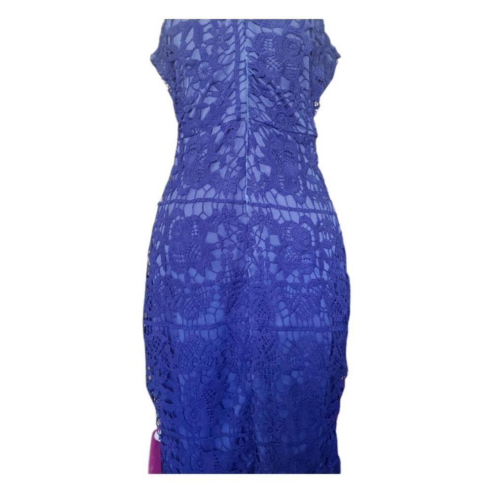 Designer CT1472 Blue Iman Style Lace Lined Body Con Dress M Size M / US 6-8 / IT 42-44 - 6 Thumbnail