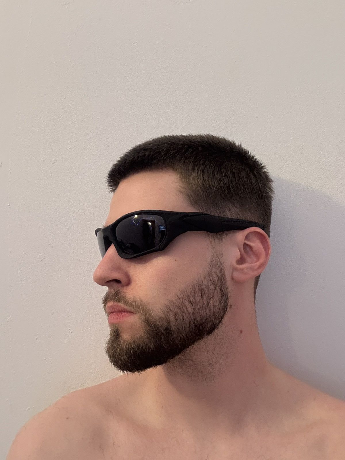VIBE Black Wrap-Around Sunglasses Y2K Cyber Style Gorpcore Size ONE SIZE - 3 Thumbnail