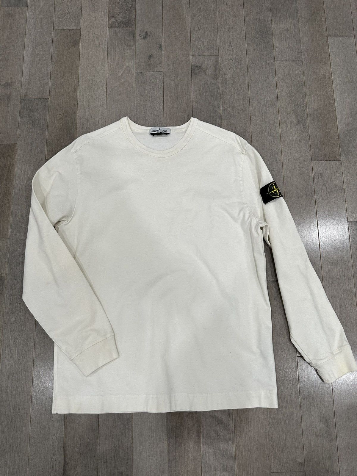 image of Stone Island White Long Sleeve, Men's (Size XL)