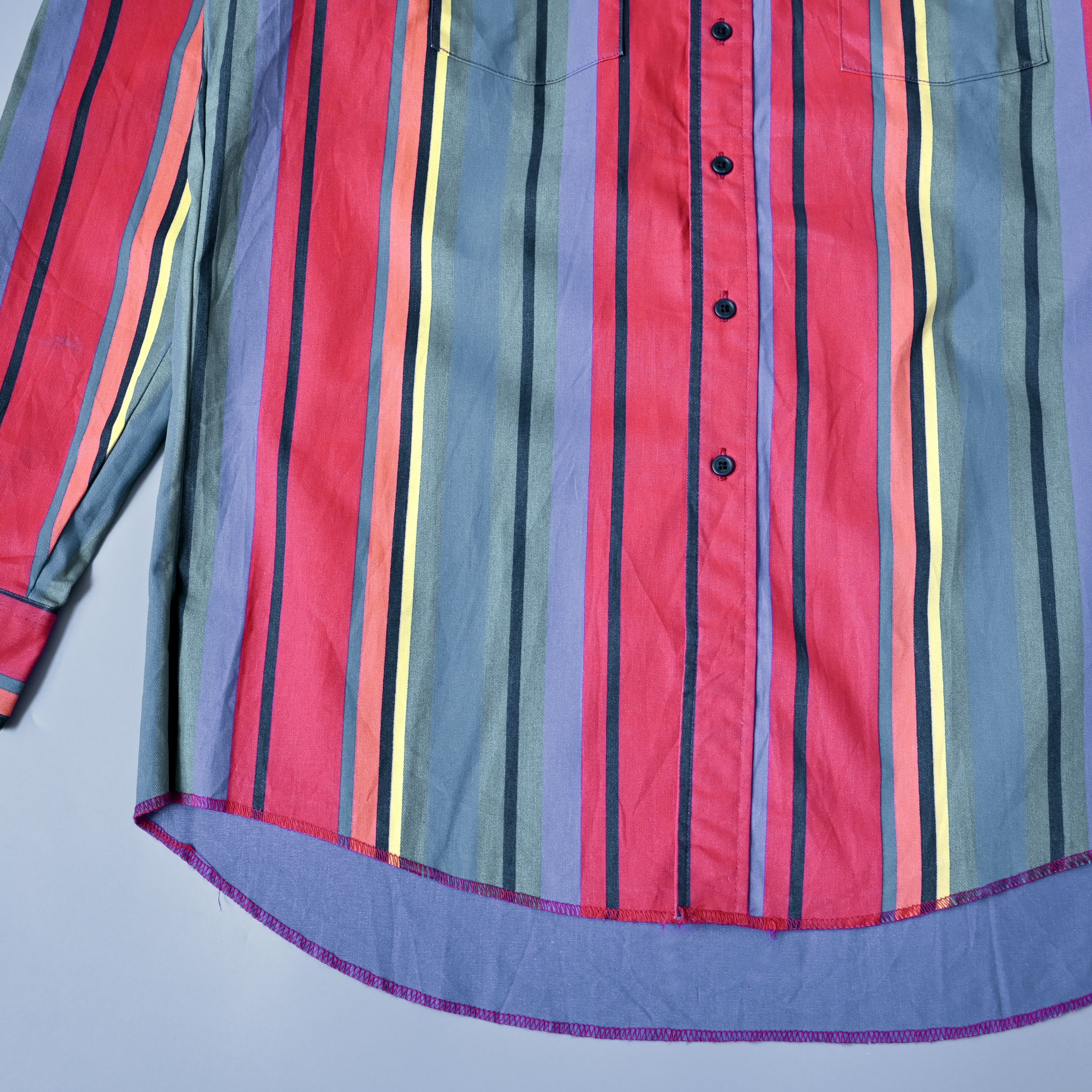Vintage VTG 90s Wrangler Brushpopper cape shirt rainbow stripe 17.5 Size US XL / EU 56 / 4 - 8 Thumbnail