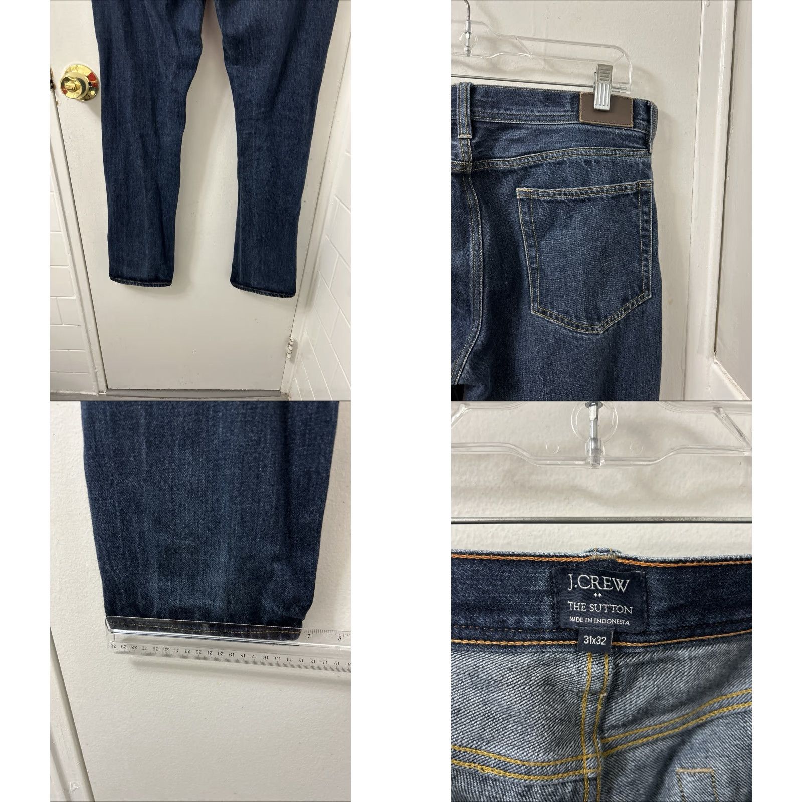 Denime J Crew The Sutton Jeans Mens Size 31x30 Dark Wash Button Zip YKK 5-Pocket Denim Slim Fit Straight Rise Medium Vintage No Size US 31 - 8 Thumbnail