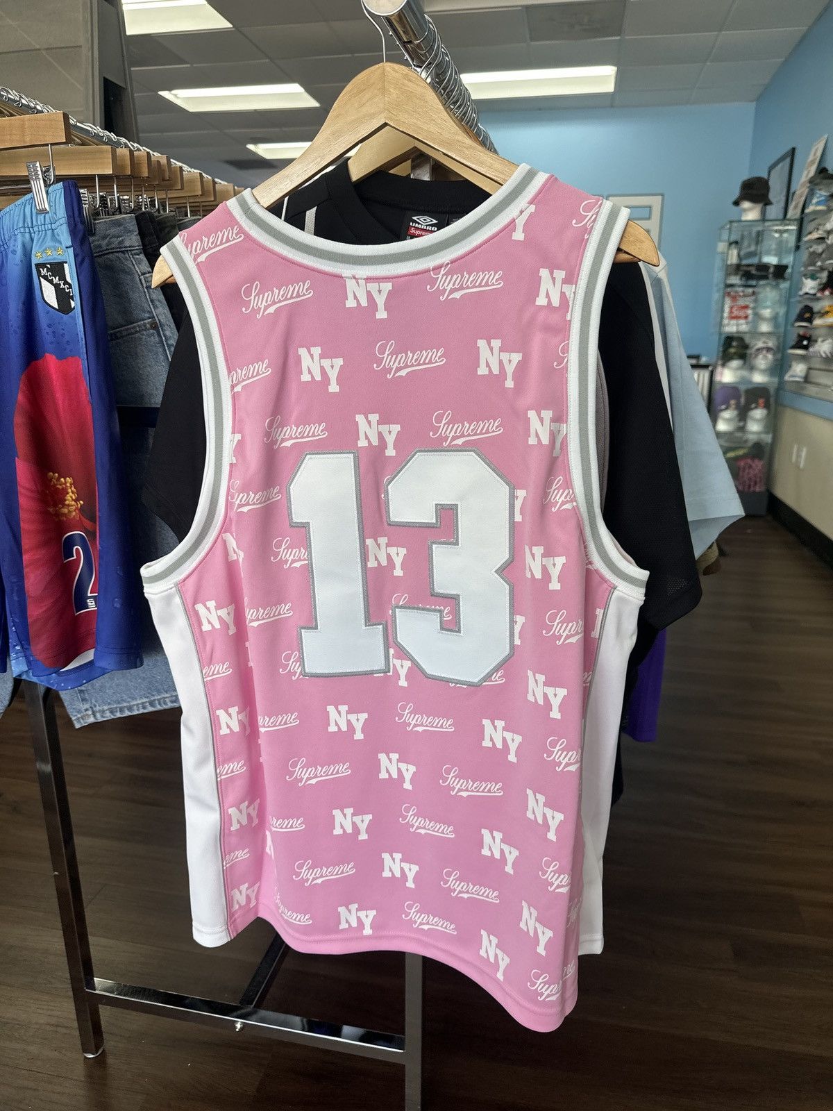 Supreme Supreme Mitchell & Ness Monogram Basketball Jersey Pink Size US L / EU 52-54 / 3 - 2 Thumbnail