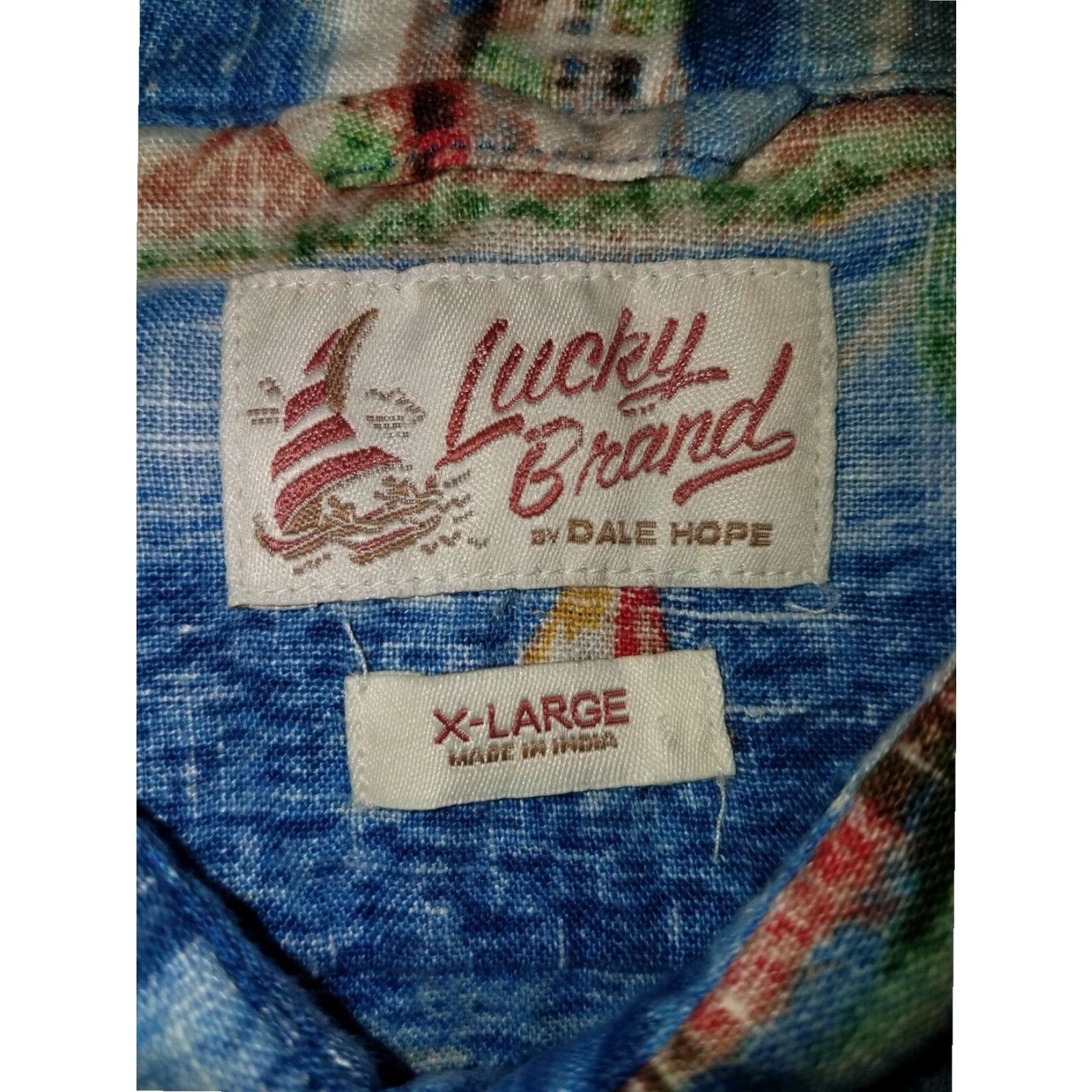 Lucky Brand Lucky Brand Hawaiian Multicolor Linen Short Sleeve Button Down Shirt Adult XL Size US XL / EU 56 / 4 - 6 Thumbnail