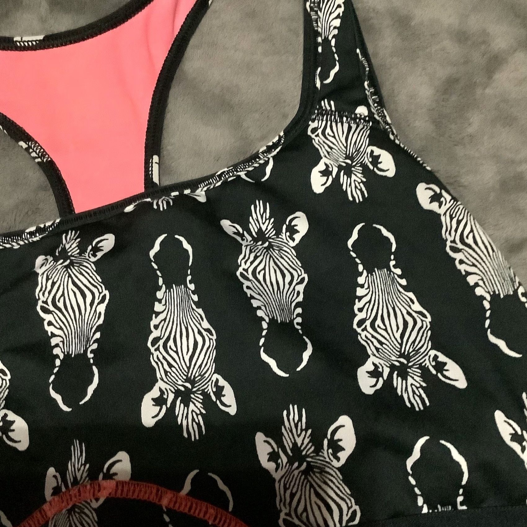 Victoria's Secret Victoria’s Secret VSX Victoria SPORT Racerback Sports Bra L Black Zebra Print Womens Size ONE SIZE - 2 Thumbnail