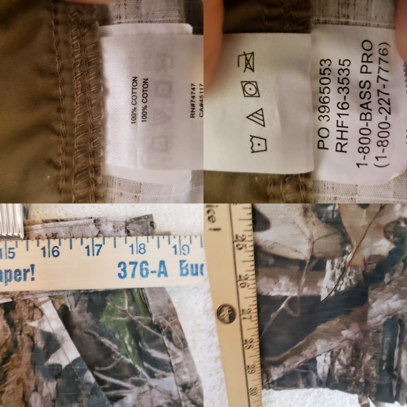 Hunter Ridge Hunter Pants Mens Large Brown TrueTimber Camouflage Cargo Straight Leg Tie Size US 33 - 11 Thumbnail