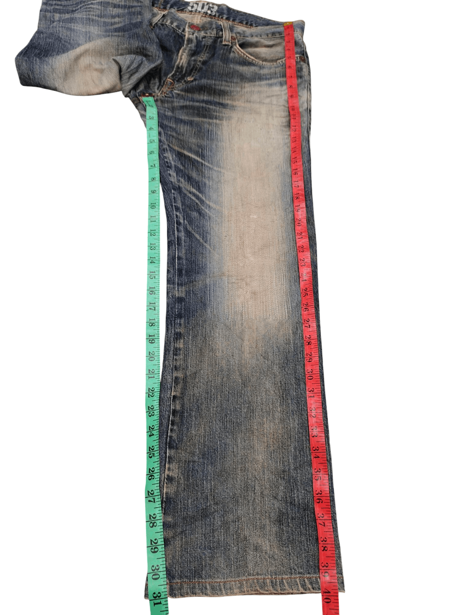 Number (N)ine × Undercover Vintage Edwin 503 Japan Clawmark Distress Faded Denim Jeans Size US 34 / EU 50 - 16 Thumbnail