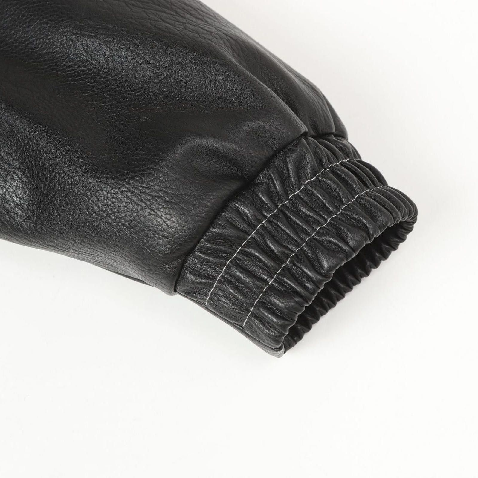 Japanese Brand Black Faux Leather Bomber Jacket with Fur Collar Size US M / EU 48-50 / 2 - 4 Thumbnail
