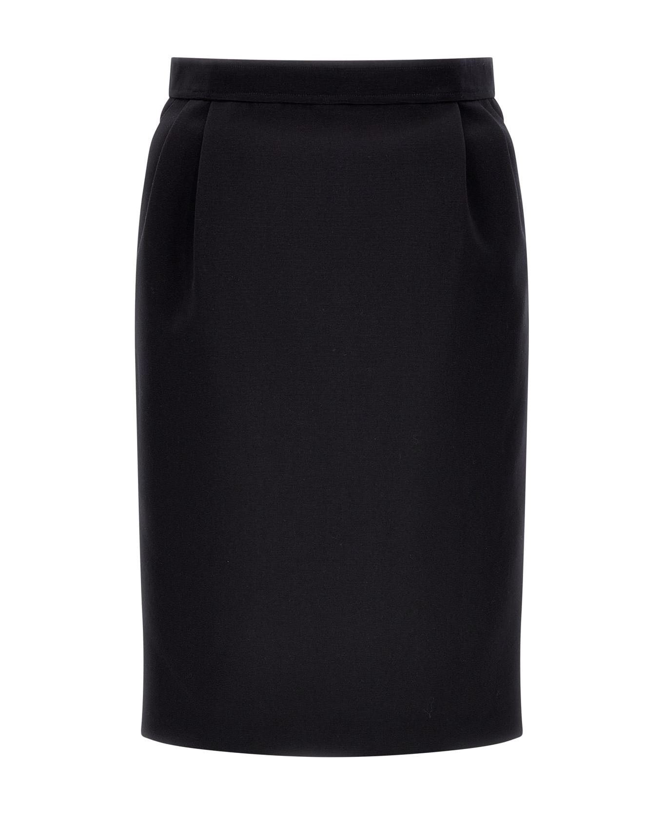 Saint Laurent Paris o1tp1o0125 Jupe Ottoman De Laine in Black Size 26" / US 2 / IT 38 - 1 Thumbnail
