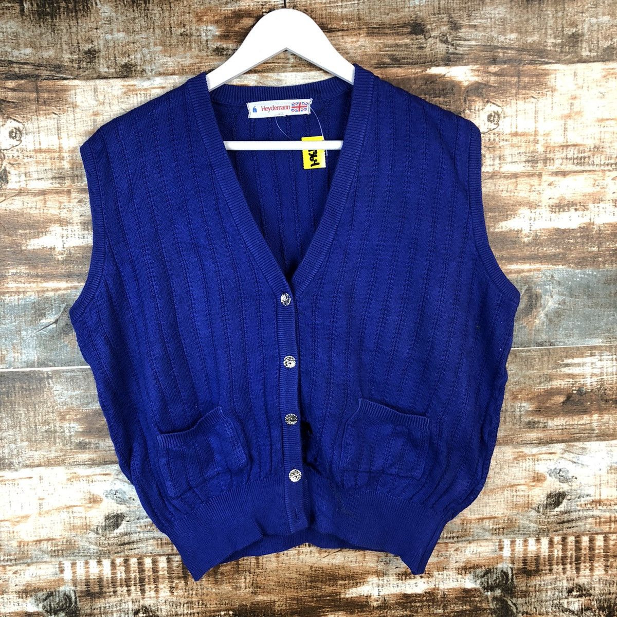 Japanese Brand × Vintage Hey Demanm Blue Vest Knitwear #A1364 Size M / US 6-8 / IT 42-44 - 3 Thumbnail