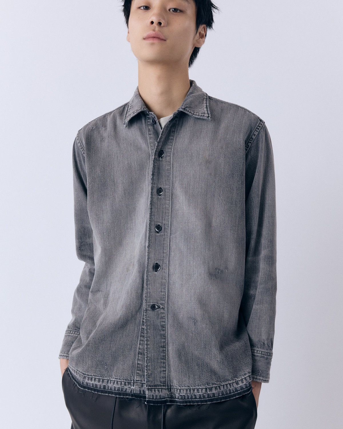 Vuja De Vuja De Wyatt Gray Chambray Denim Shirt Size US M / EU 48-50 / 2 - 1 Thumbnail