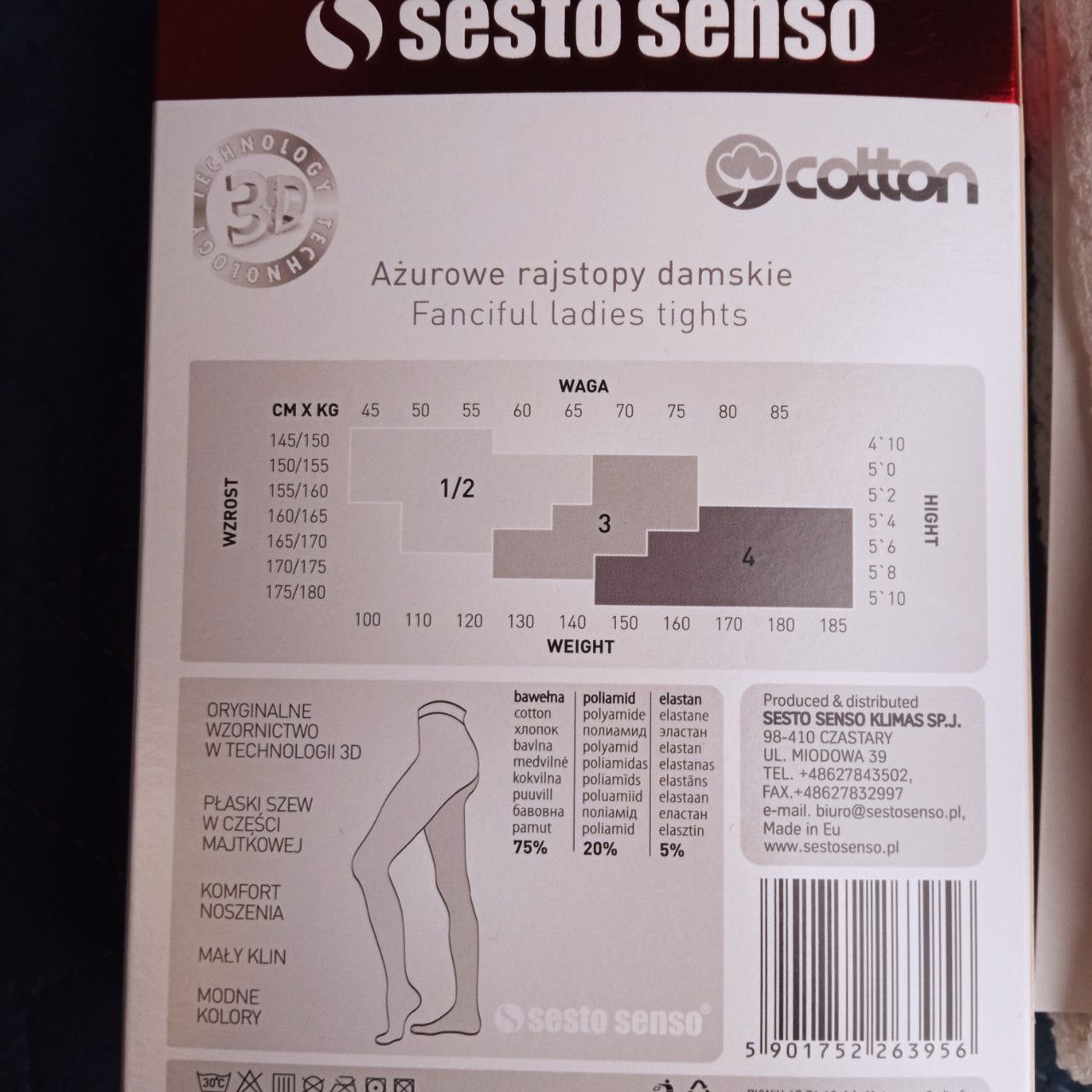 Other Lace Knitted Cotton Blend Tights Pantyhose 120 den Size 4 Size ONE SIZE - 5 Thumbnail