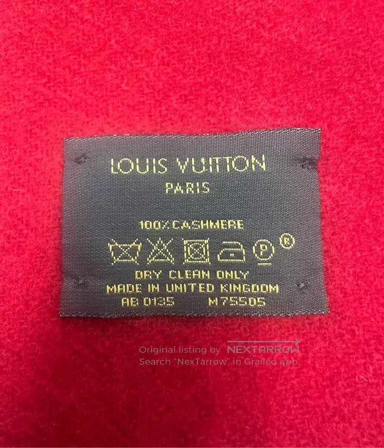 Louis Vuitton Louis Vuitton Red logo printed double-sided cashmere scarf Size ONE SIZE - 4 Thumbnail