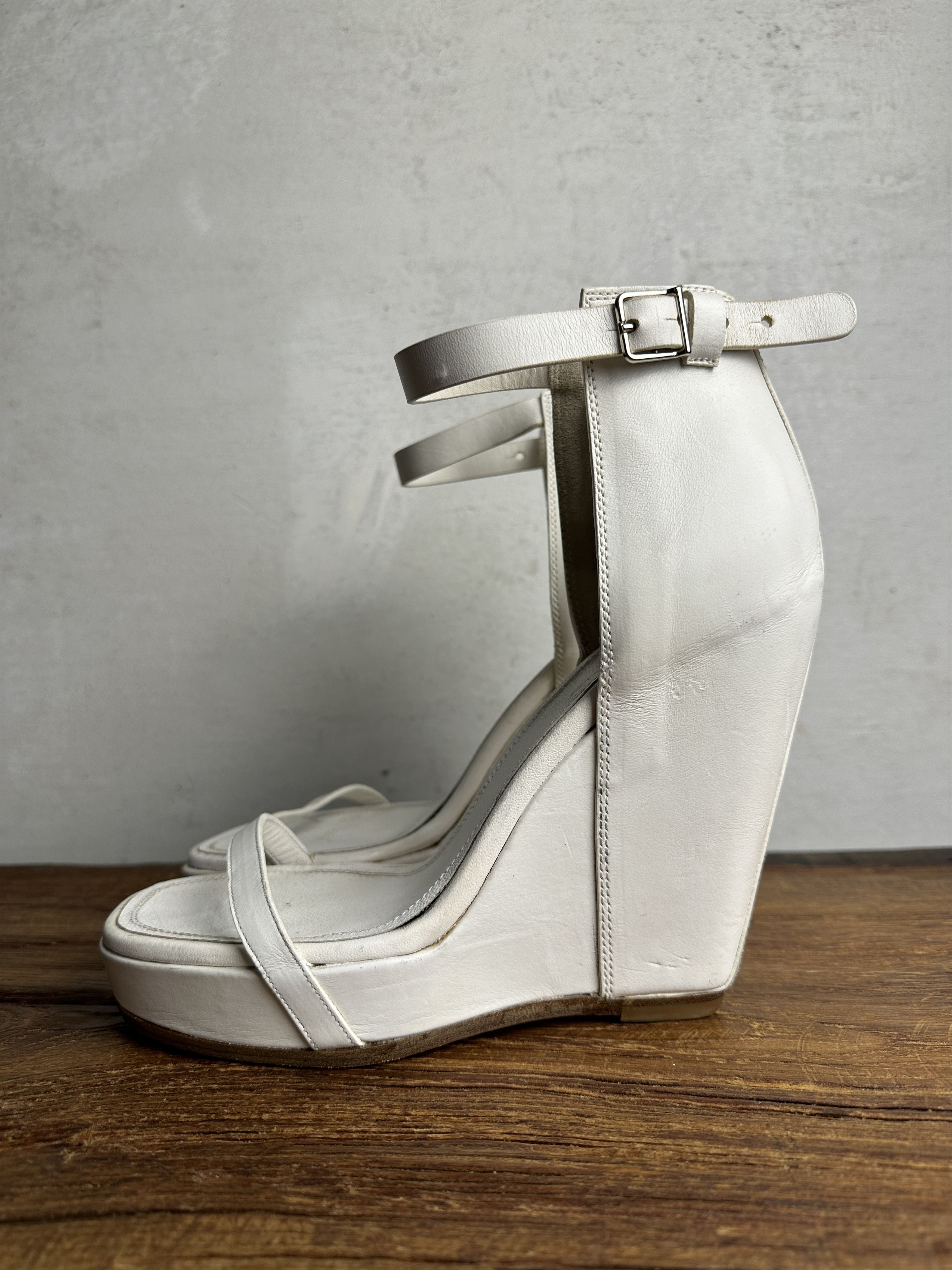 Rick Owens Rick Owens White Wedge Sandals Size US 9.5 / IT 39.5 - 1 Thumbnail