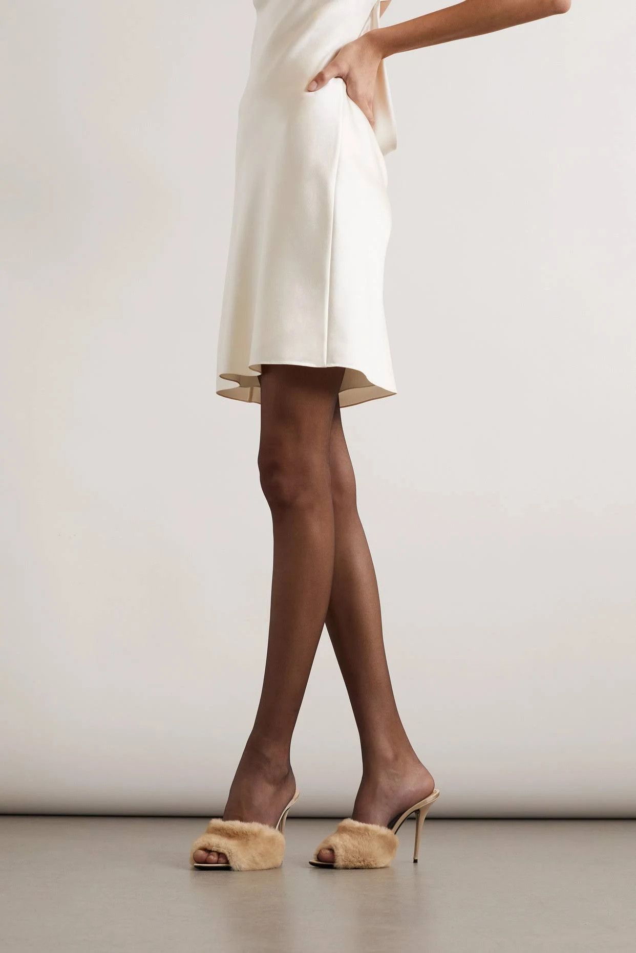 Saint Laurent Paris o1b1hav110924 LA16 Heeled Mules in Beige Size US 9.5 / IT 39.5 - 9 Thumbnail