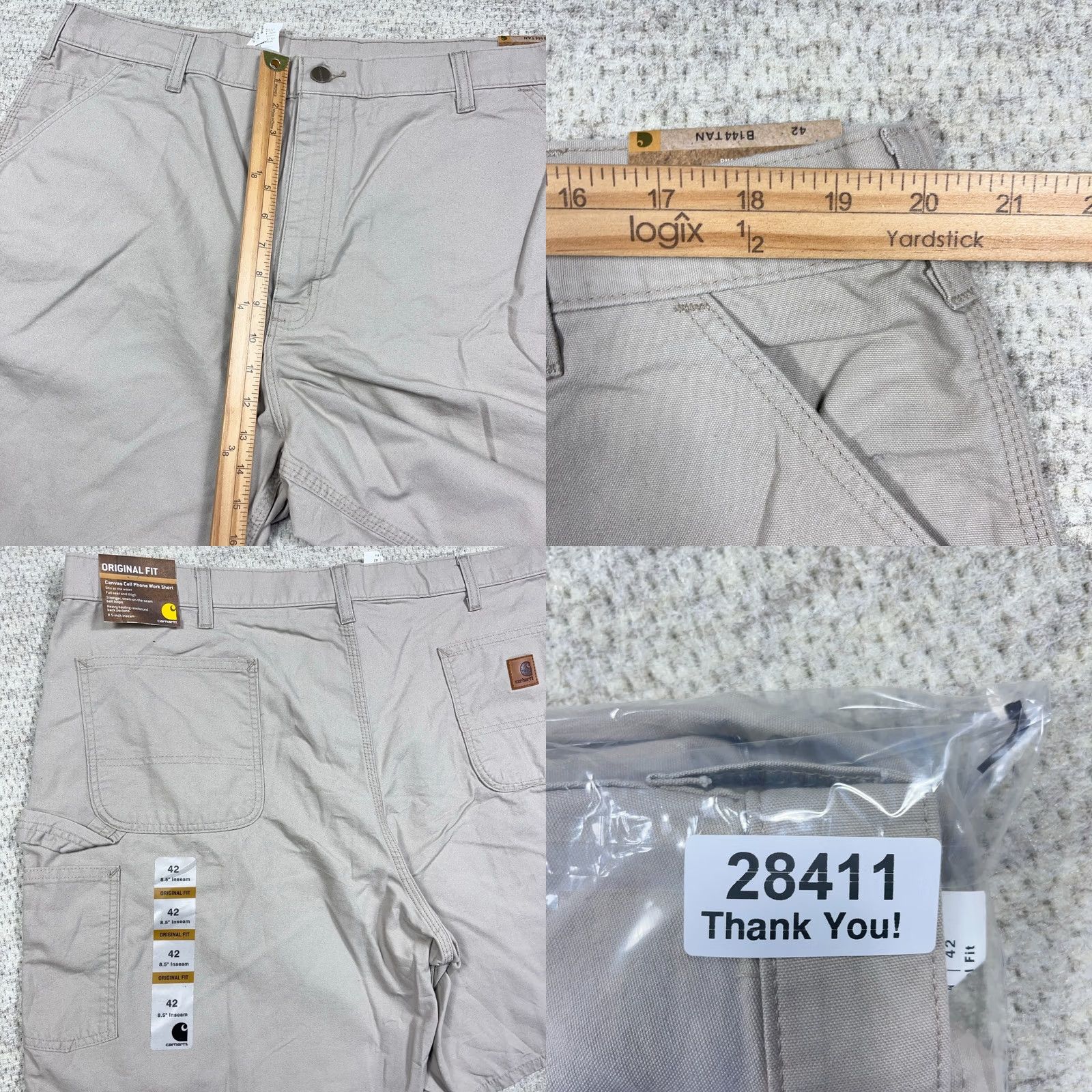 Carhartt VINTAGE Carhartt Shorts Men 42 Bermuda Relaxed Cargo Pocket Tan 90s Hip Hop Hipster Rockabilly Classic Baggy Canvas Cotton Size US 42 / EU 58 - 8 Thumbnail