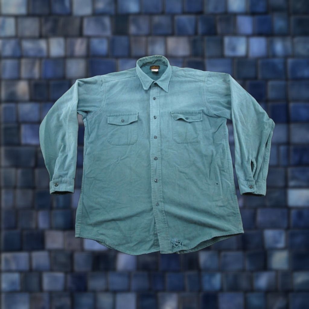 Vintage VINTAGE Melton Shirt Button-Up Flannel Blue 90s Outdoor Men’s L Cotton 100% USA Made Readable Pockets Size US L / EU 52-54 / 3 - 1 Thumbnail