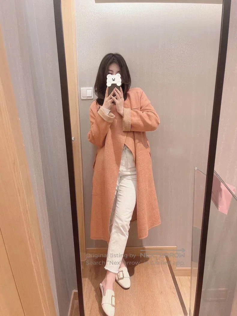 Hermes Nude Pink Double-faced Cashmere Long Coat