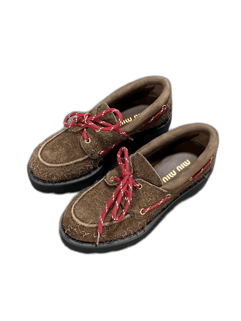 Prada New Brown Suede Loafers by MIUMIU Size US 7 / IT 37 - 1 Thumbnail