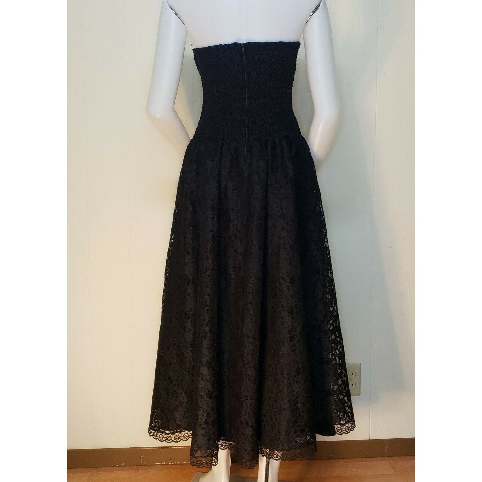Vintage Vtg Strapless Corset Dress Womens 10 Black Lace NYE Cocktail Size S / US 4 / IT 40 - 6 Thumbnail