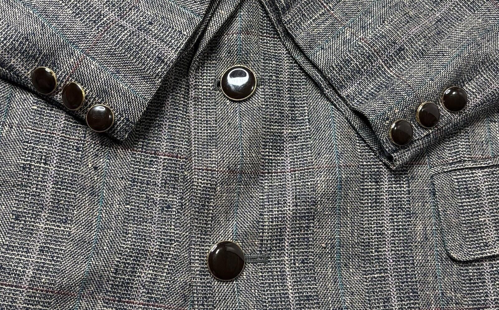 Other Moda Prima 100% Silk Blazer Jacket Men's 42R Plaid Twill Size 42R - 7 Thumbnail