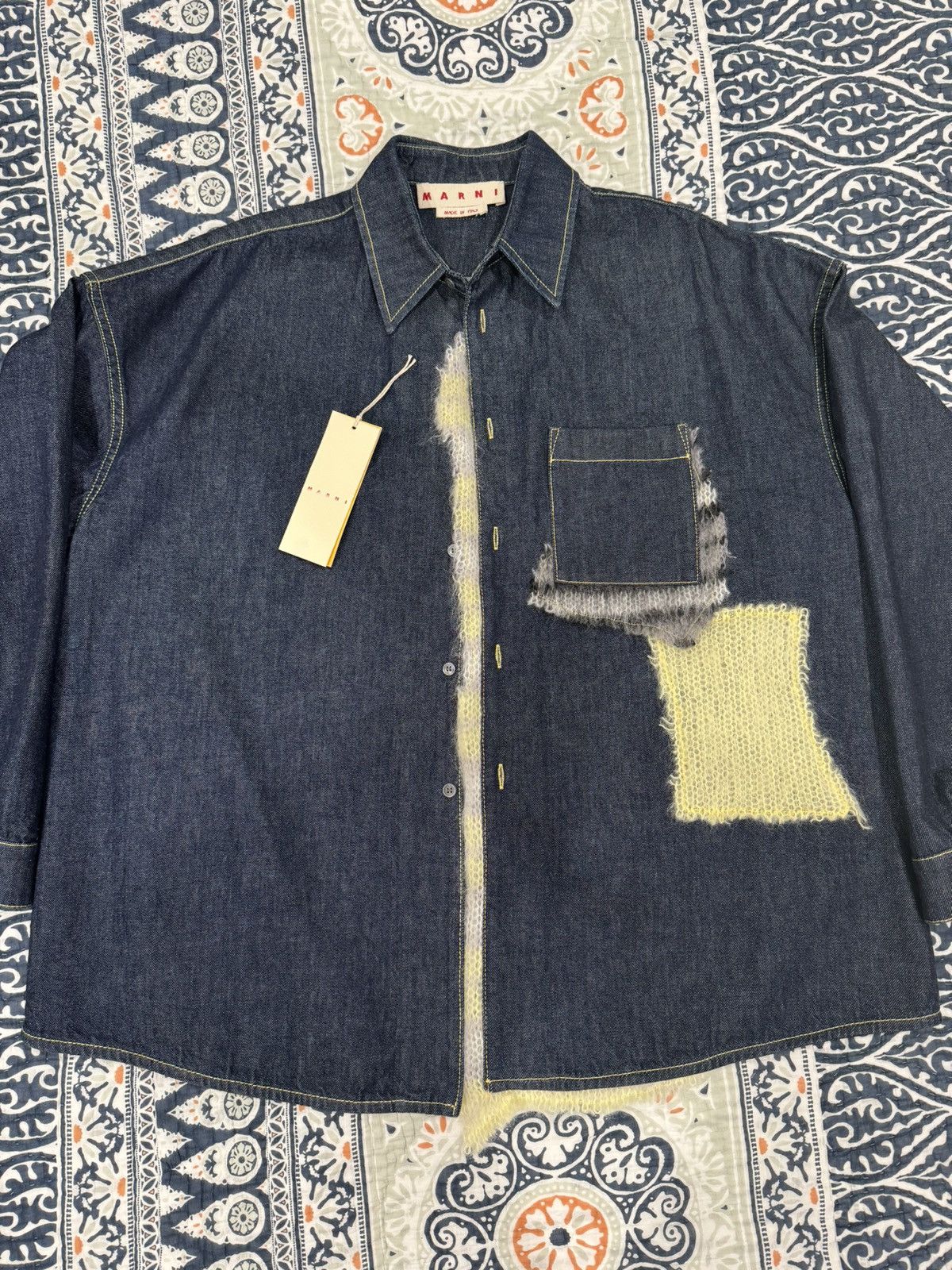 Marni Marni Wool-Patched Denim Jacket Size US XL / EU 56 / 4 - 2 Thumbnail