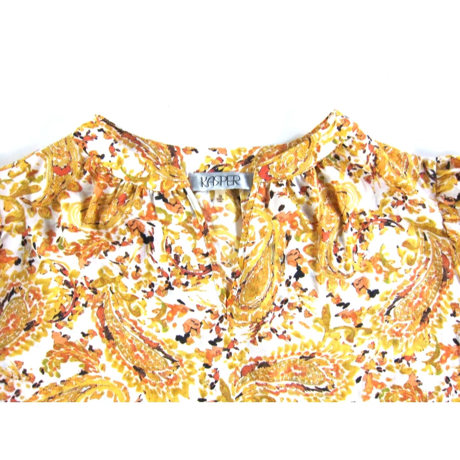 Kasper VINTAGE Kasper Blouse 3X Tunic Paisley NWT V-Neck Short Sleeve Orange Floral Shirt Womens Size XXL / US 16-18 / IT 52-54 - 6 Thumbnail