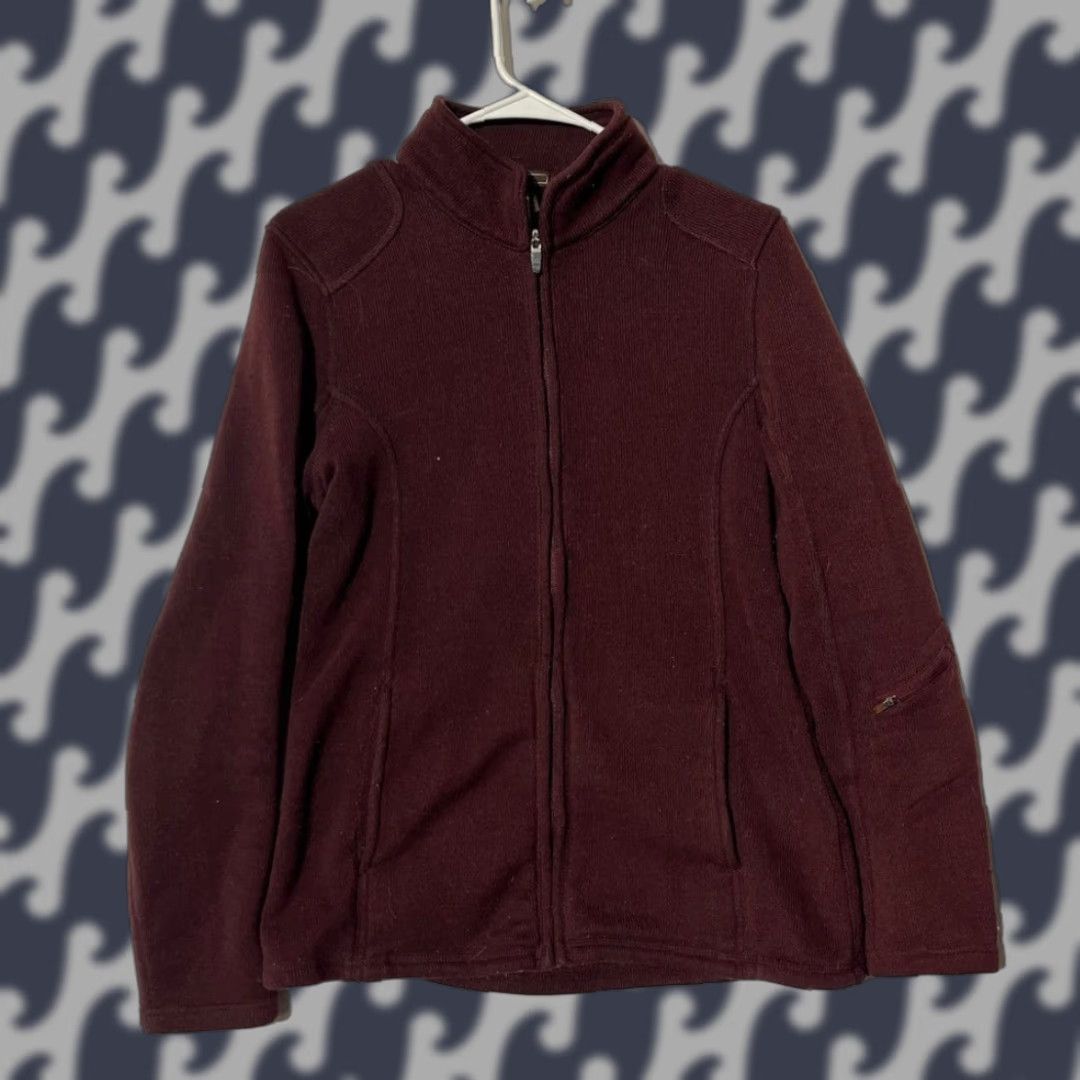 Vintage REI Womens L Full Zip Fleece Jacket Burgundy Maroon Sweater Mock Neck Outdoor Coat Zip Long Sleeve Casual Travel Fall Winter Spring All Seasons Size L / US 10 / IT 46 - 1 Thumbnail