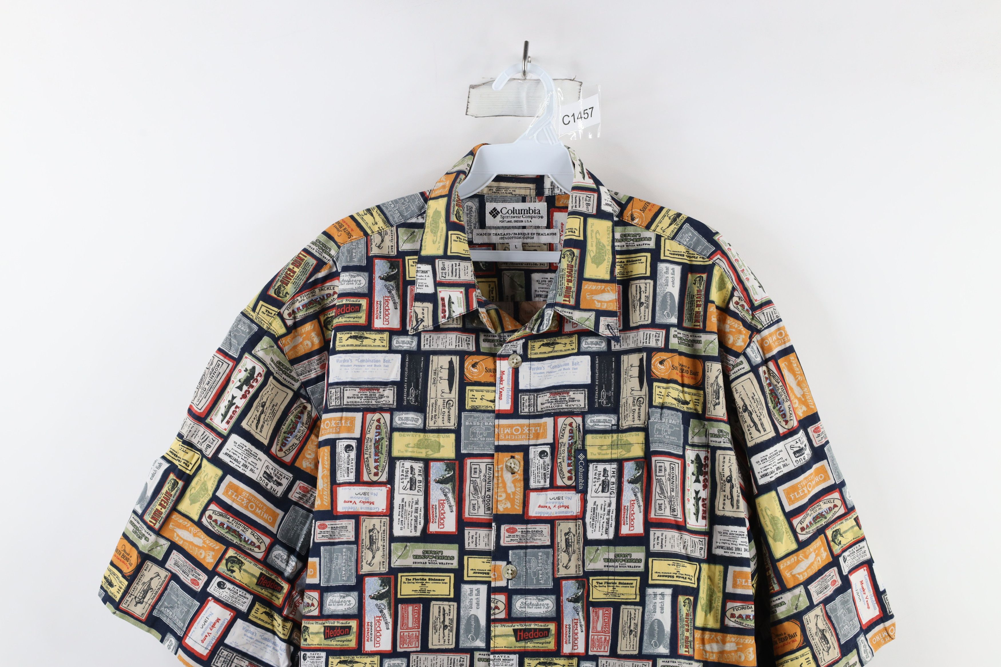 Columbia × Vintage Vintage 90s Columbia Over Print Short Sleeve Button Shirt Size US L / EU 52-54 / 3 - 2 Thumbnail