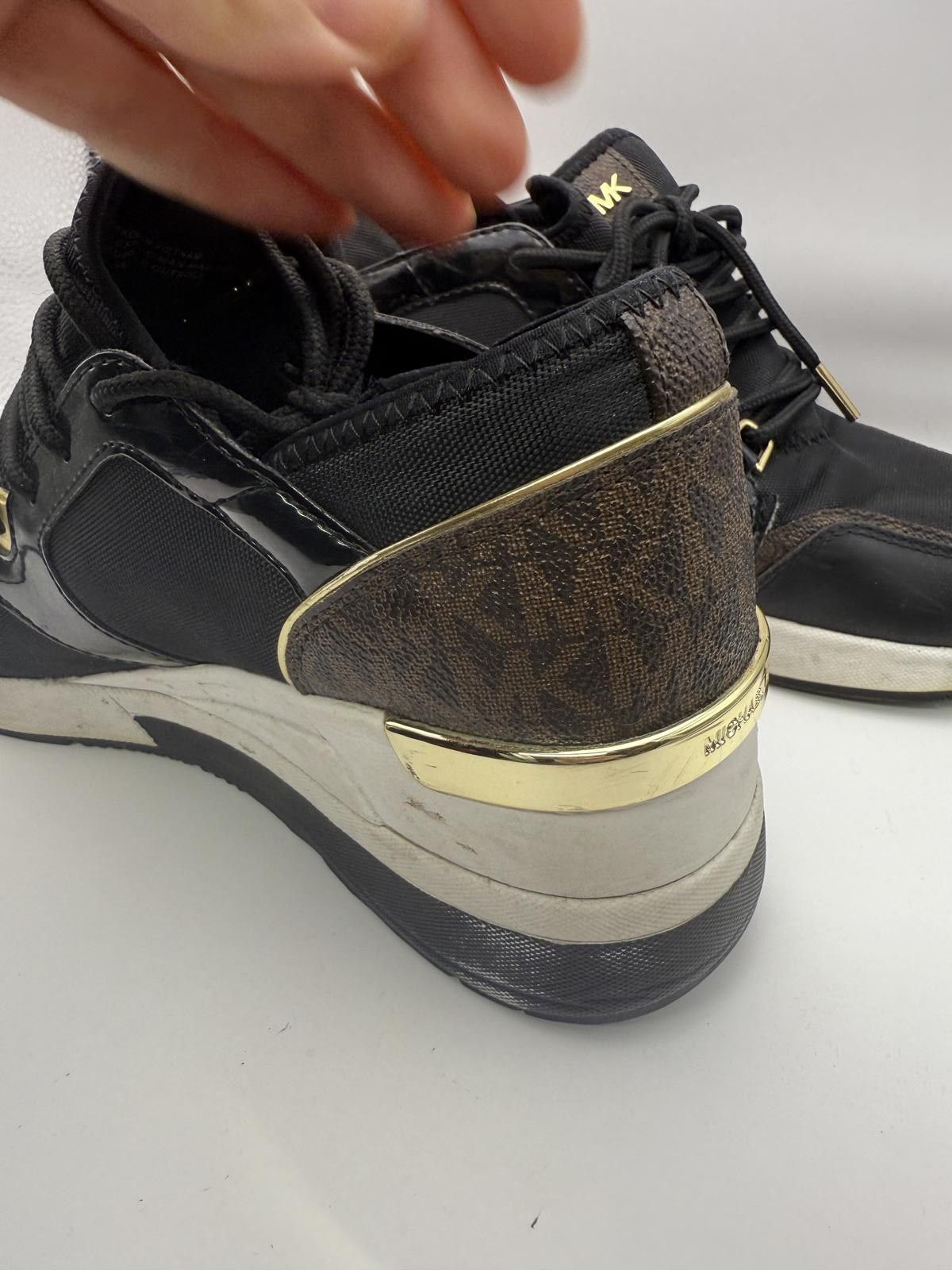 Michael Kors Michael Kors Women's Black and Gold Wedge Sneakers 8.5 Size US 8.5 / IT 38.5 - 8 Thumbnail
