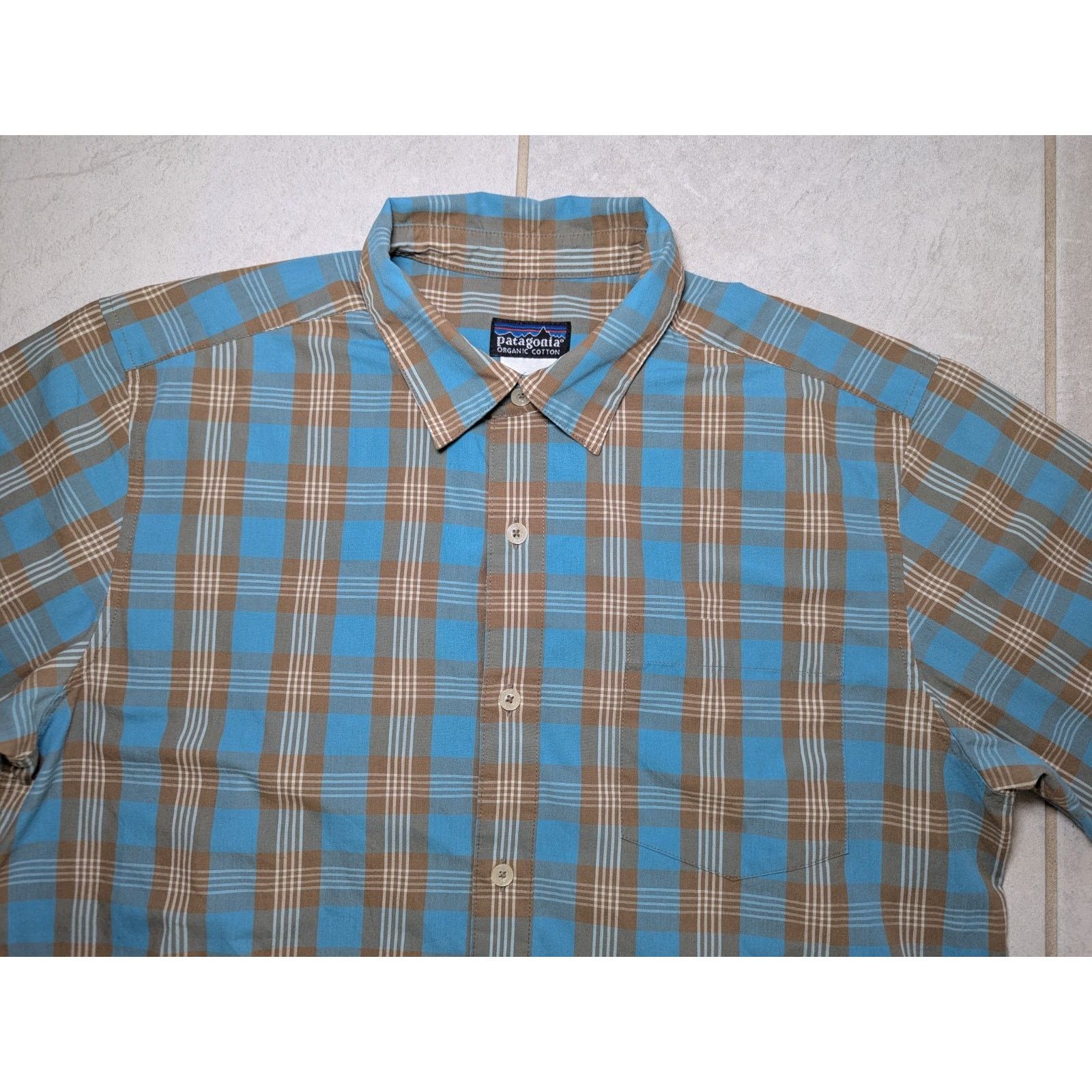 Patagonia Patagonia Men's Medium Short Sleeve Burrton Shirt Blue Brown Size US M / EU 48-50 / 2 - 3 Thumbnail