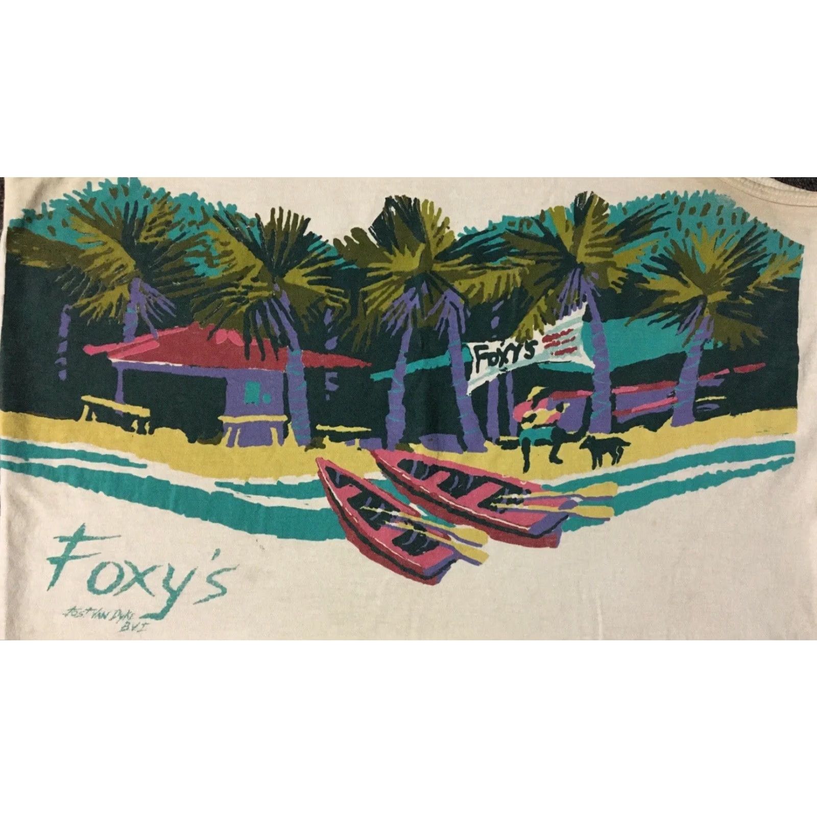 Vintage VINTAGE Foxys Bar 80s Abstract Art AOP Tank Top S White Men T-Shirt Sleeveless Surf Beach 90s Sized S Single Stitch Size US S / EU 44-46 / 1 - 3 Thumbnail