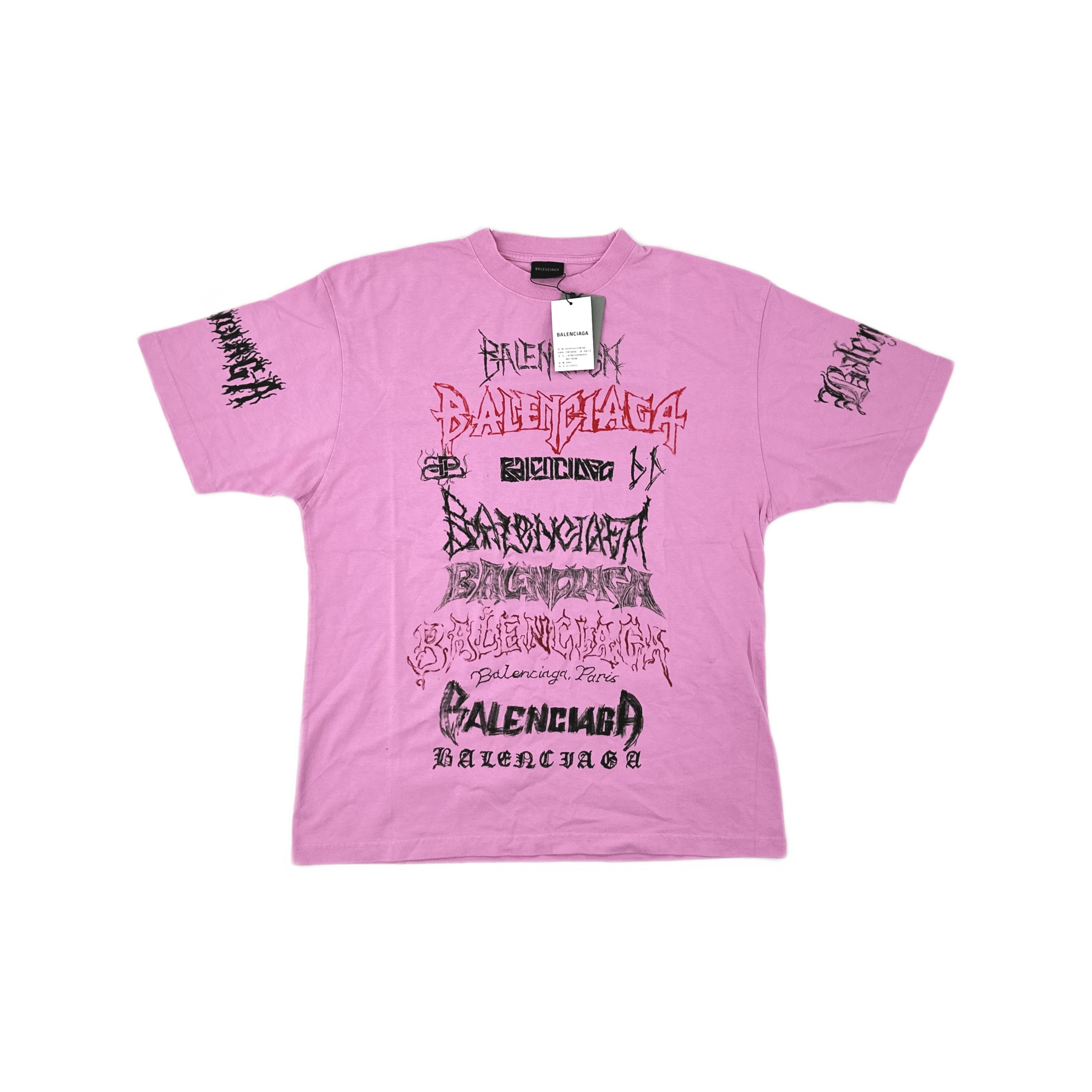 Balenciaga Balenciaga Pink Logo Print T-Shirt Size S Size S / US 4 / IT 40 - 1 Thumbnail