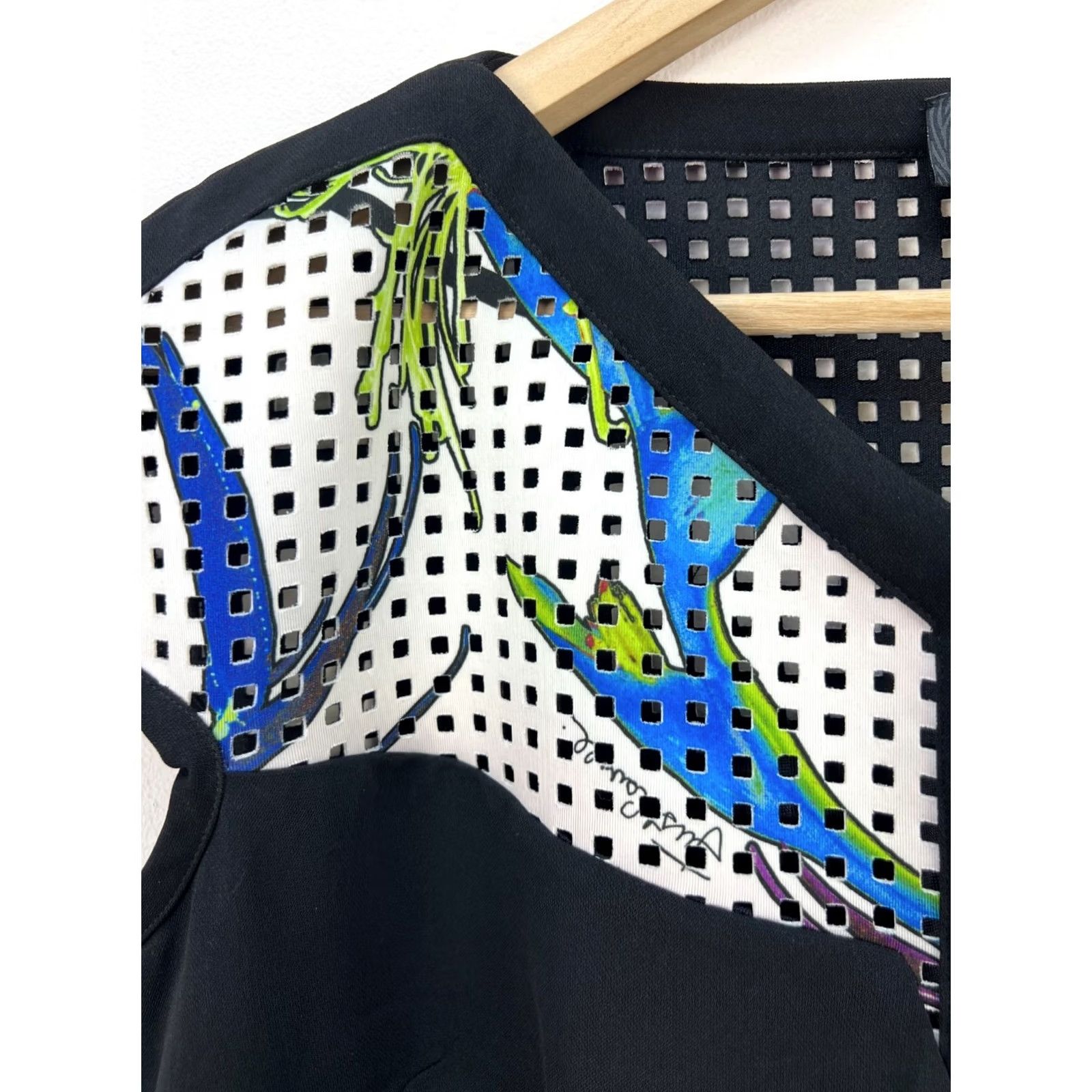 Just Cavalli Just Cavalli Black Crepe Mini Dress Sleeveless Perforated Detail IT46 L Designer Dress Women Size L / US 10 / IT 46 - 4 Thumbnail