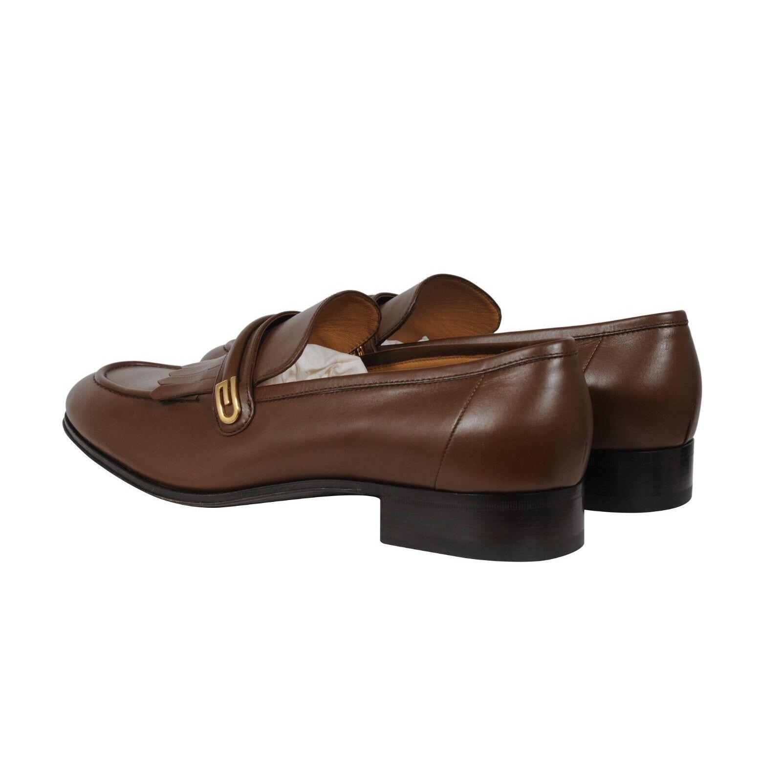 Gucci Mirrored G Fringe Loafers Brown Leather - 02448 Size US 12.5 / EU 45-46 - 6 Thumbnail