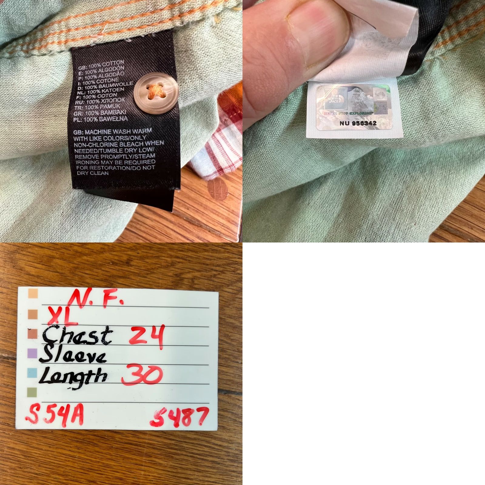The North Face The North Face Button Up Shirt Plaid Orange XL Adult Men Casual Short Sleeve 100% Cotton/Auburn Orange Plaid Shirt Size US XL / EU 56 / 4 - 8 Thumbnail