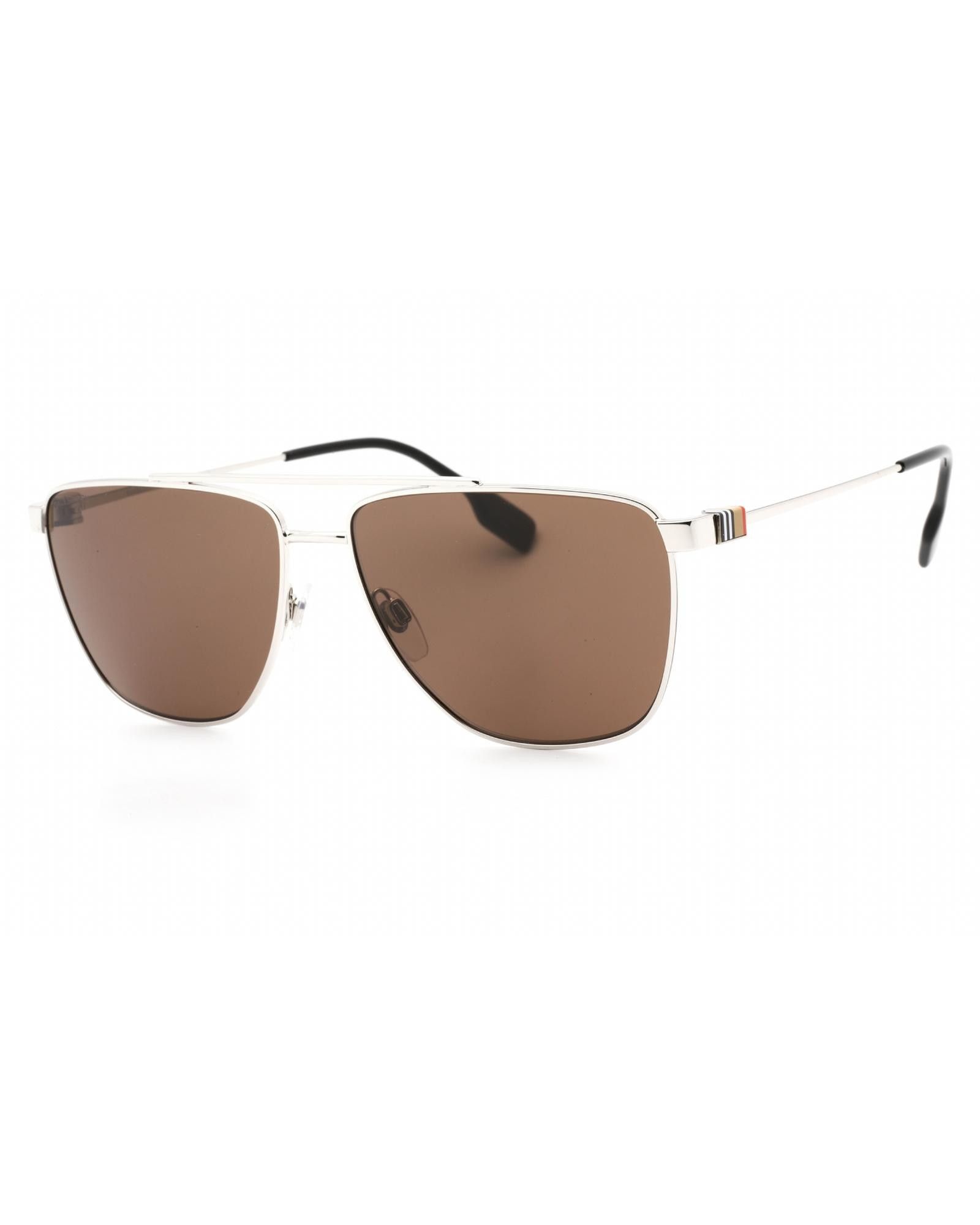 image of Burberry 0Be3141 Sunglasses Silver / Brown, Men's