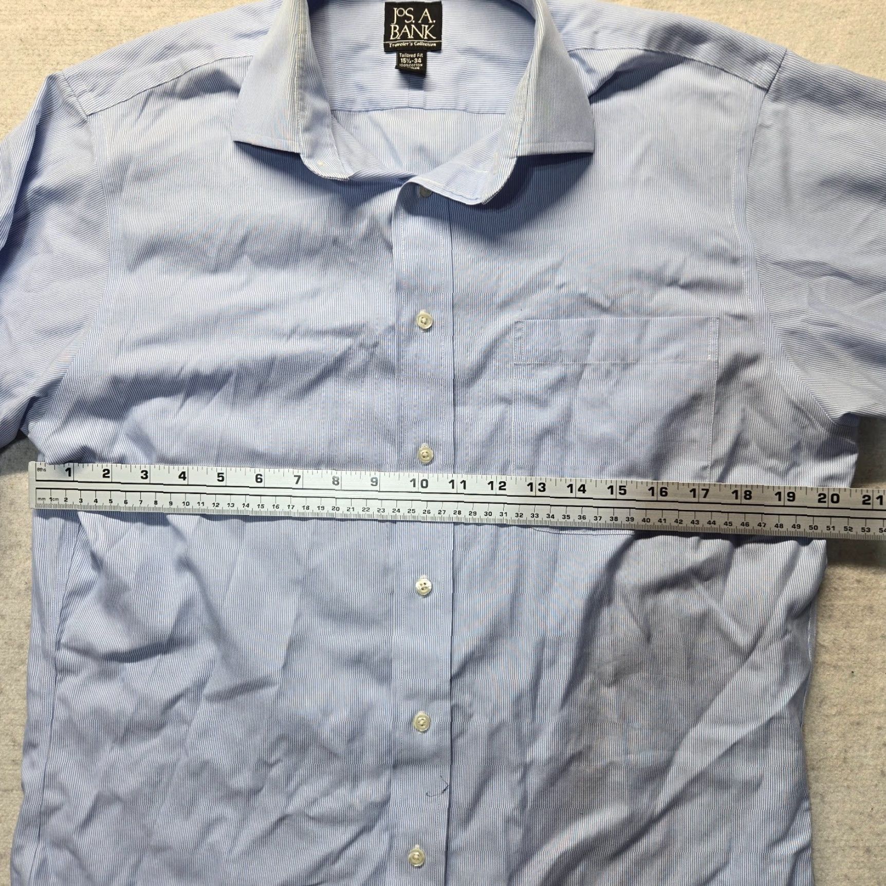 Jos. A. Bank Jos A Bank Shirt Button-Up Striped Long Sleeve 15.5 34 Blue Cotton Men Regular Travel Business Casual Workwear Vintage No Size US M / EU 48-50 / 2 - 4 Thumbnail
