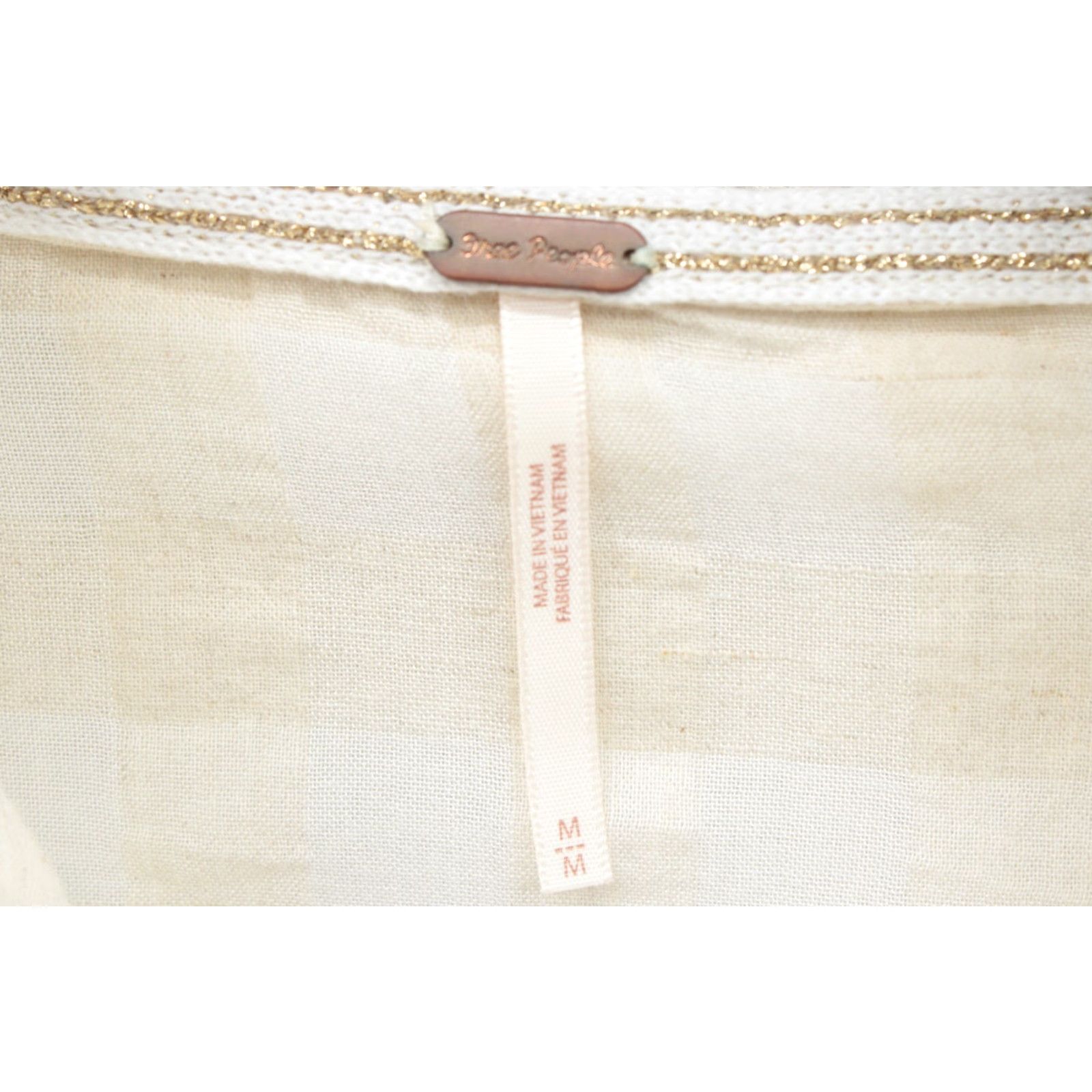 Free People Free people Shirt Women's Medium button chest white w/ beige wide plaid Hoodie Size M / US 6-8 / IT 42-44 - 3 Thumbnail