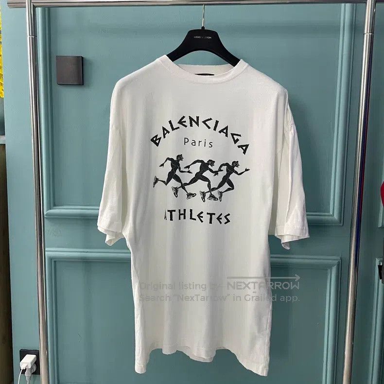 Balenciaga Balenciaga White marathon white logo0 printed short-sleeve Size US S / EU 44-46 / 1 - 1 Thumbnail