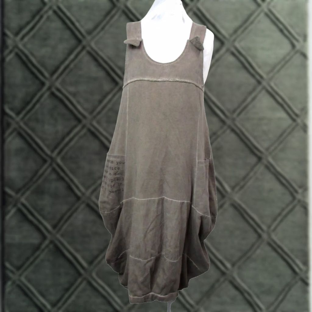 Olive LUUKAA Sleeveless Dress Top Size 1 Faded Olive Cotton Jersey Women Size XS / US 0-2 / IT 36-38 - 1 Thumbnail