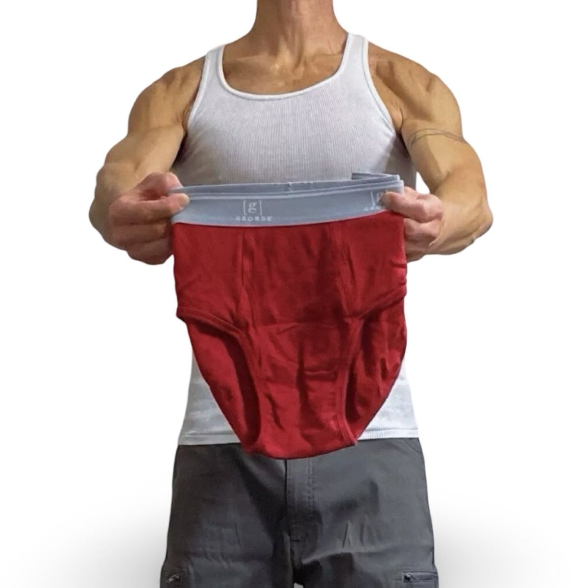George George Red / Gray Men’s Underwear Briefs Size Large Size 36 - 1 Thumbnail