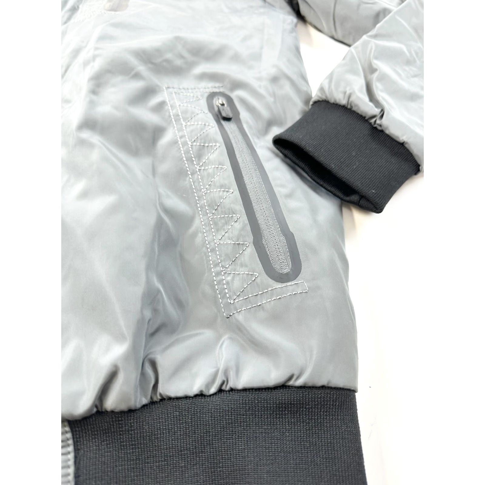 Vintage Adrenaline Bomber Jacket Men’s Small Gray Nylon Zip Short Band Collar Regular Size US S / EU 44-46 / 1 - 4 Thumbnail
