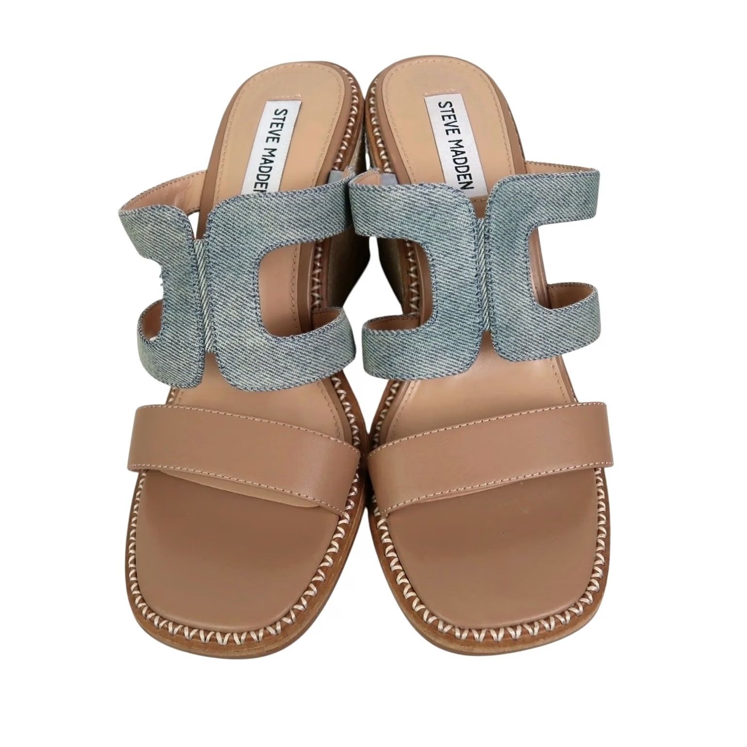 Steve Madden Steve Madden Sandal Women Tan Leather Espadrille Wedge Heel Hopeful 9.5 Size US 10 / IT 40 - 2 Thumbnail