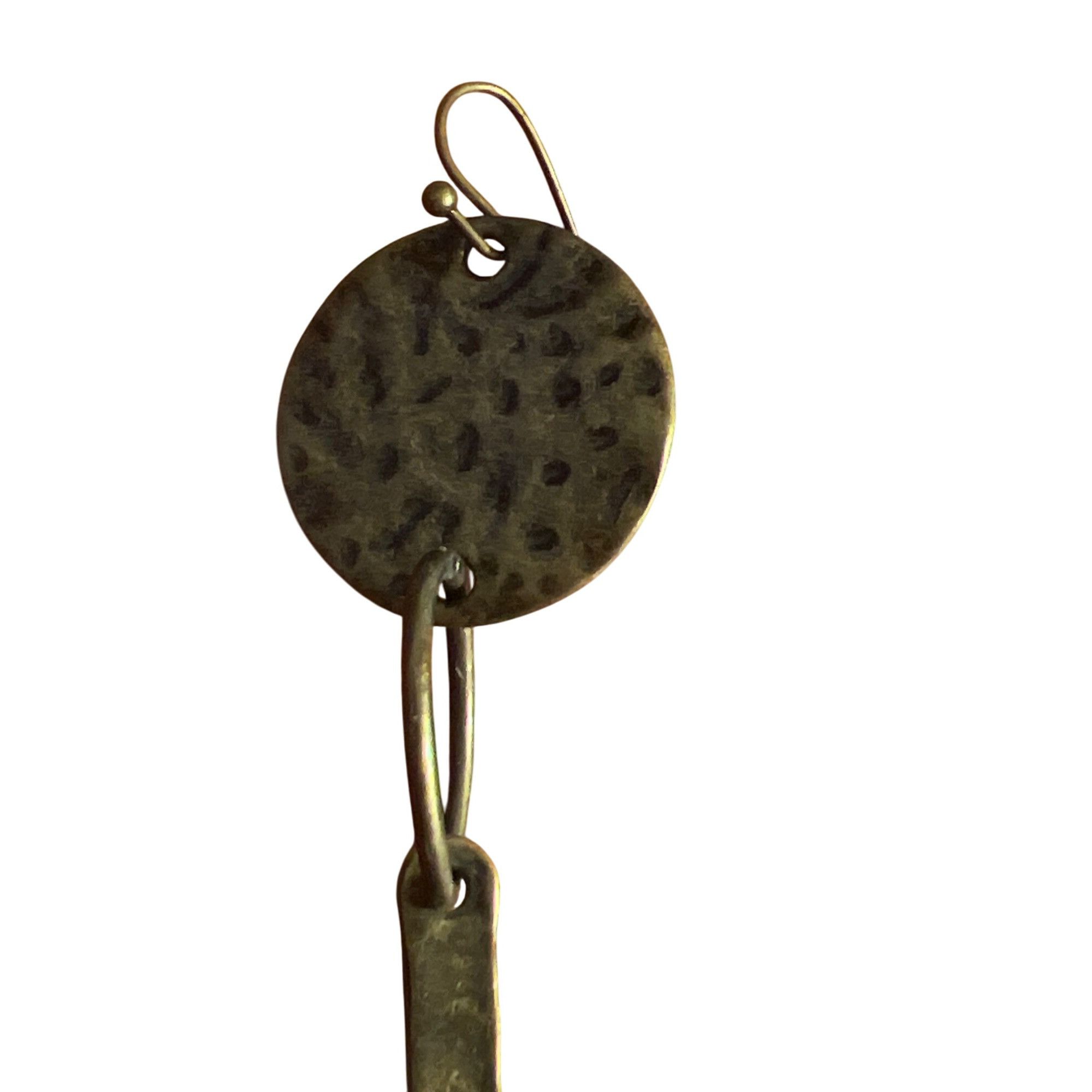 Other Rustic Brass Cross Pendant SINGLE Earring Hammered Hook 3.75 Size ONE SIZE - 3 Thumbnail
