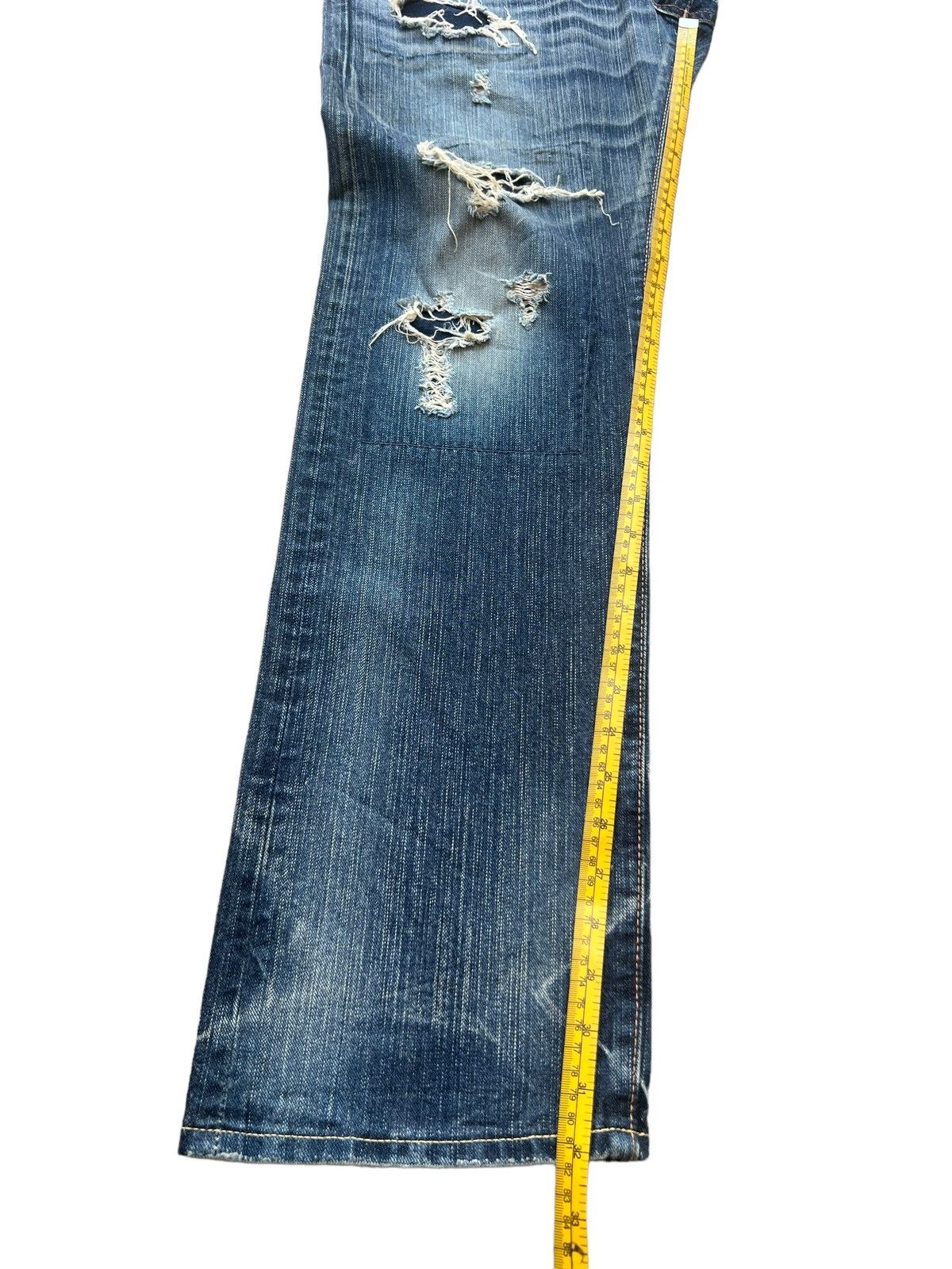 Edwin Vintage Edwin Distressed Ripped Patchwork Denim Jeans 34x32 Size US 34 / EU 50 - 14 Thumbnail