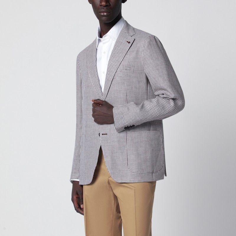 Tagliatore Tagliatore Single-Breasted Jacket With Brown Pattern Size US M / EU 48-50 / 2 - 1 Thumbnail