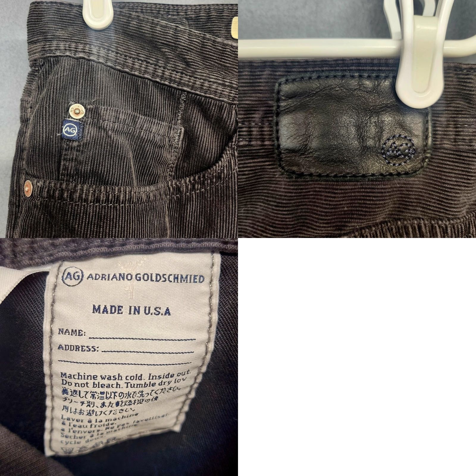 Vintage AG Adriano Goldschmied Pants Mens 32 Black 34x34 Corduroy The Protege Straight Leg Tag Size US 32 / EU 48 - 8 Thumbnail