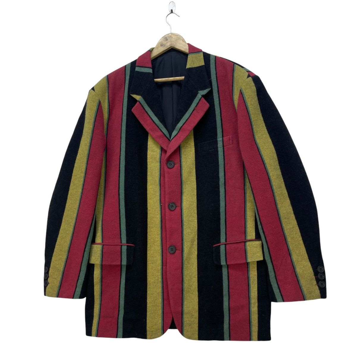 Designer × Issey Miyake × Japanese Brand 💥Vintage Japanese Brand Grass Men Colourful Stripe Down Size US L / EU 52-54 / 3 - 3 Thumbnail